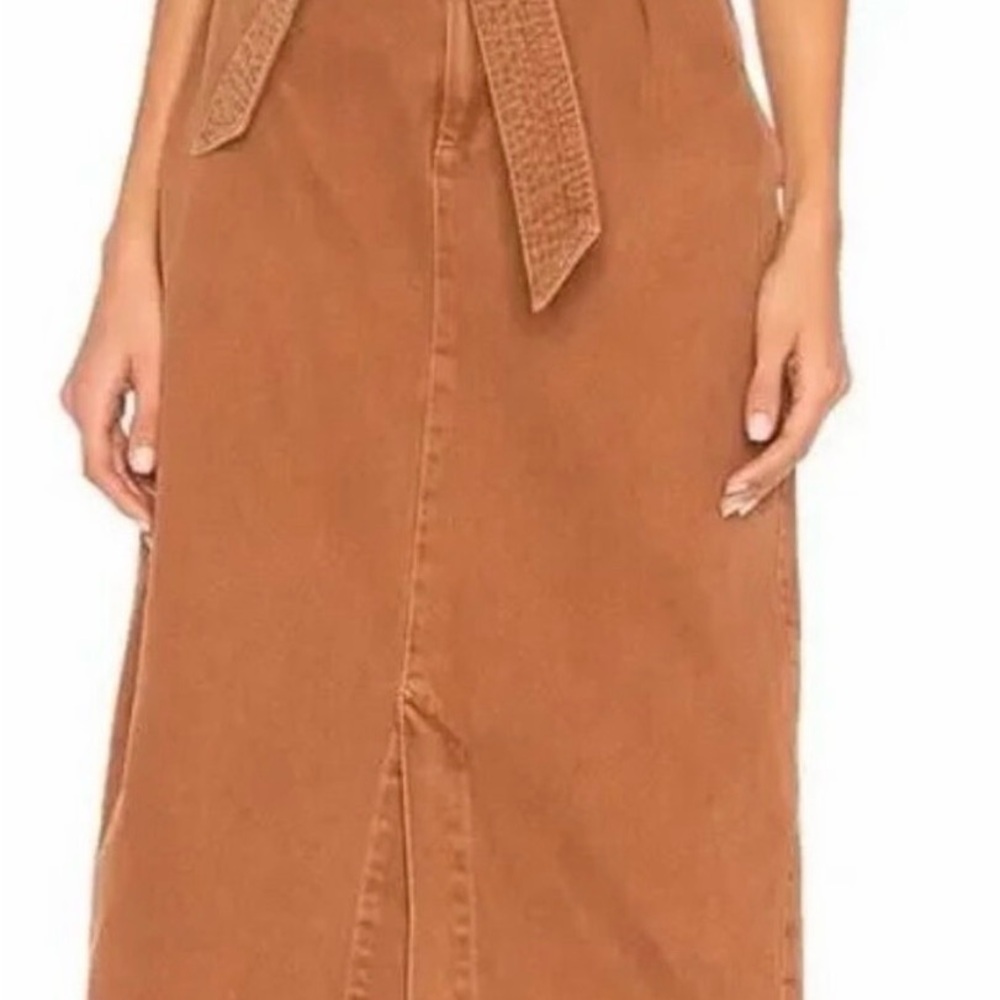 Free People Savannah Paper bag waist tan denim skirt